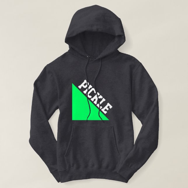 Bright Lime Wedge White Pickleball Motto On Grey Hoodie (Design Front)