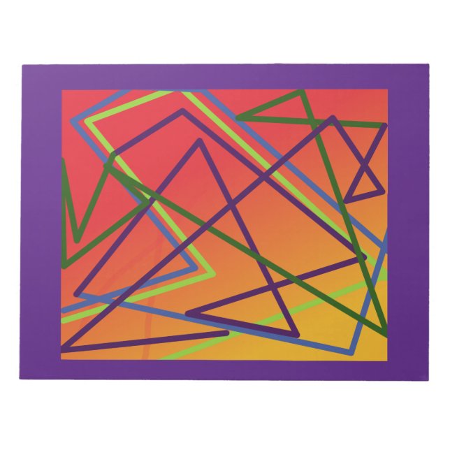 Bright lines  on orange and red whimsical design notepad (Front)