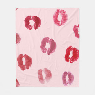 Bright Lips Imprints Valentine Pattern Fleece Blanket