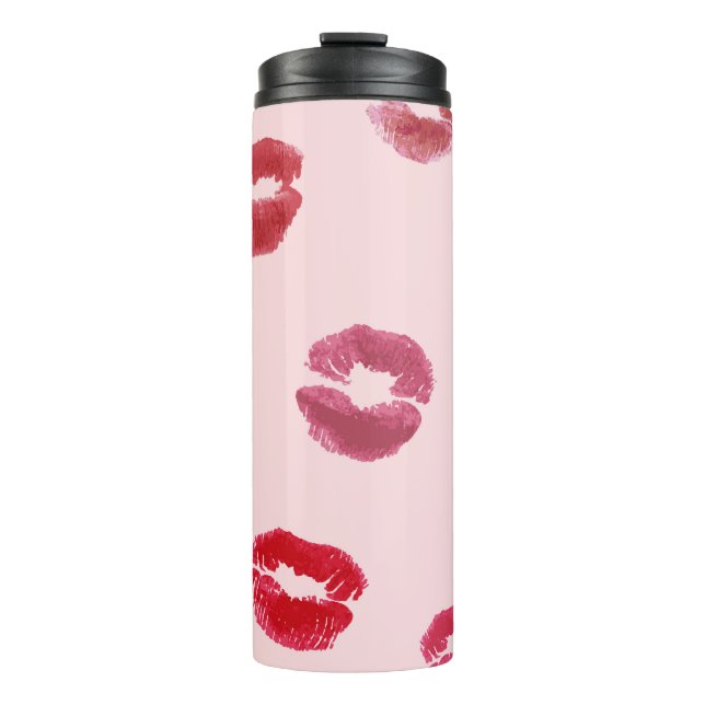 Bright Lips Imprints Valentine Pattern Thermal Tumbler (Front)