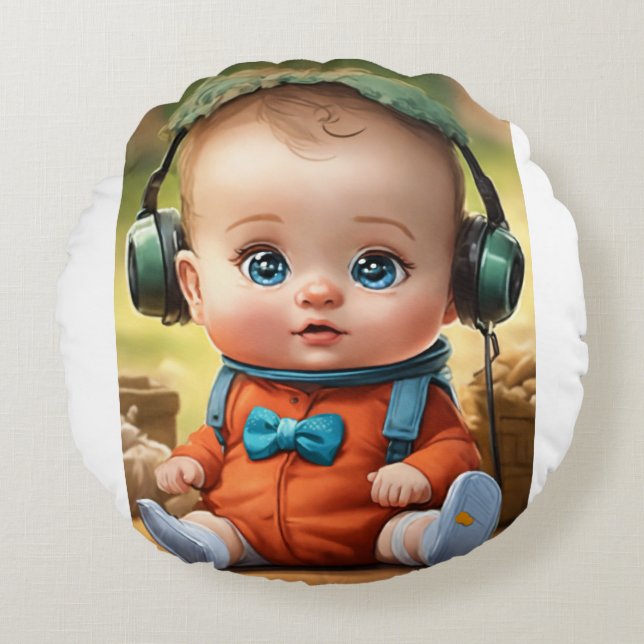 Bright Little Brain – Smart Baby Face Round Cushion (Front)