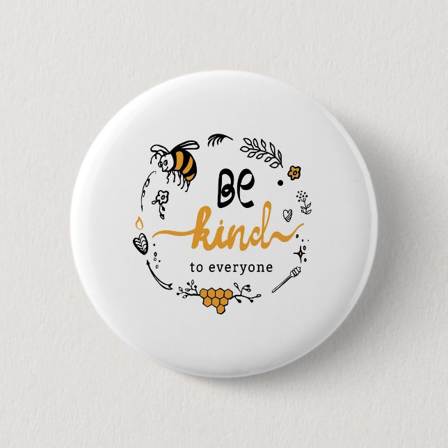 Bright logo with kind bee 6 cm round badge (Front)