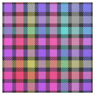 Bright Madras Plaid Rainbow Check Fabric