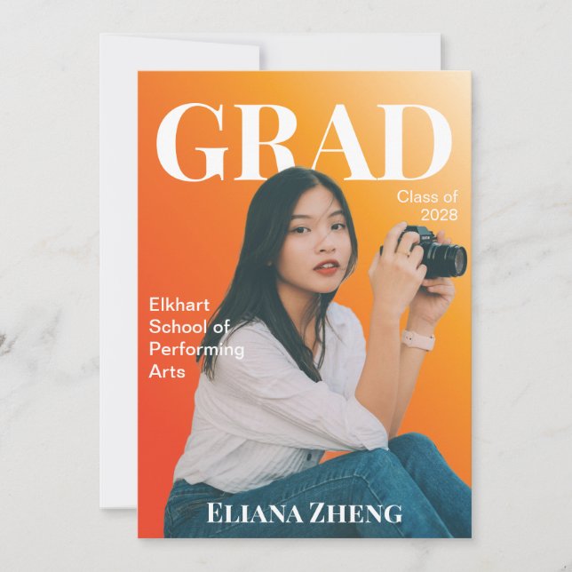 Bright Magazine Style Graduation Announcement (Front)