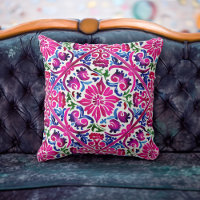Bright magenta pink blue Mexican tiles pattern