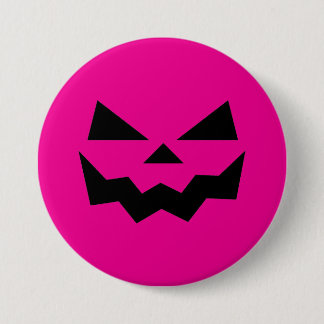 Bright Magenta Pink Jack-o-lantern pumpkin face 7.5 Cm Round Badge