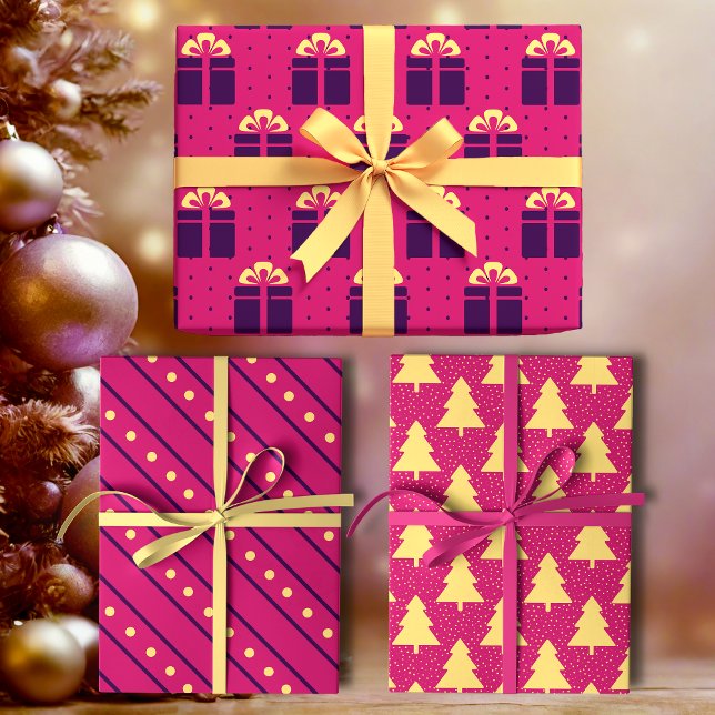 Bright Magenta Pink Modern Girly Minimalist Wrapping Paper Sheet (Creator Uploaded)