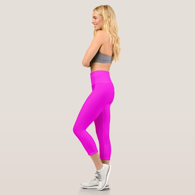  Bright Magenta (solid colour)  Capri Leggings (Left)