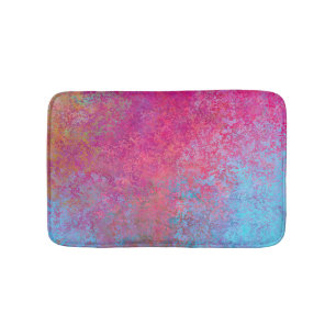 Bright Magenta Sunset Abstract Acrylic Pour Bath Mat
