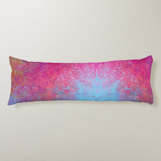 Bright Magenta Sunset Abstract Acrylic Pour Body Cushion (Front)