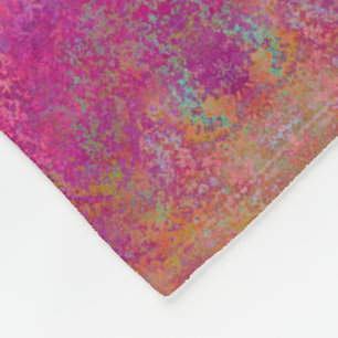 Bright Magenta Sunset Abstract Acrylic Pour Fleece Blanket