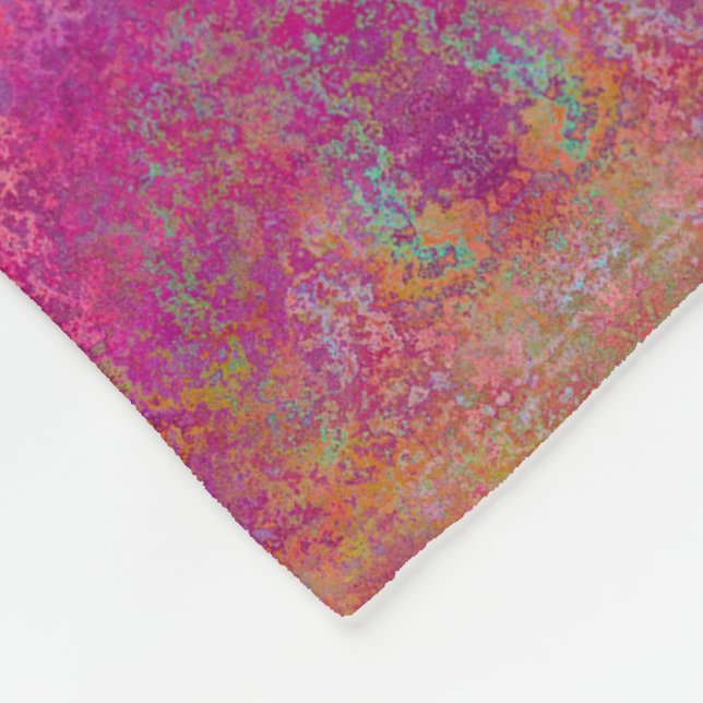 Bright Magenta Sunset Abstract Acrylic Pour Fleece Blanket (Corner)