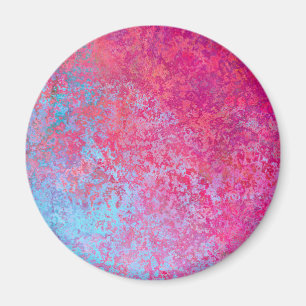 Bright Magenta Sunset Abstract Acrylic Pour Magnet