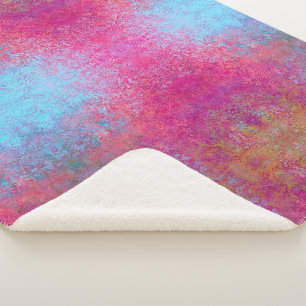 Bright Magenta Sunset Abstract Acrylic Pour Sherpa Blanket