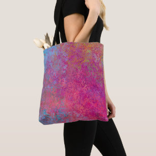 Bright Magenta Sunset Abstract Acrylic Pour Tote Bag