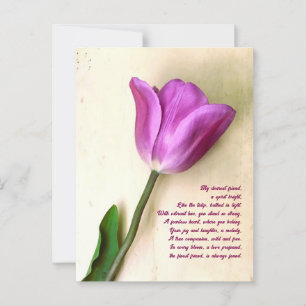 Bright Magenta Tulip Poetic Postcard