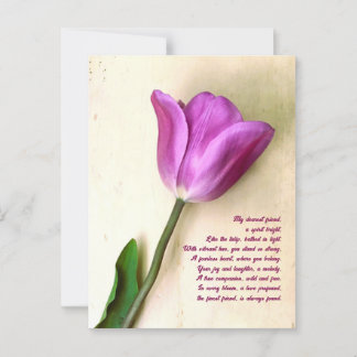 Bright Magenta Tulip Poetic Postcard