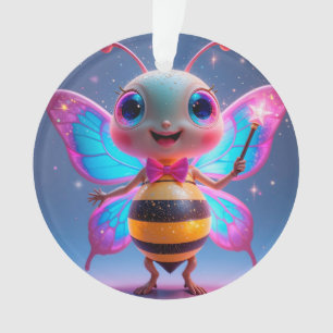 Bright Magical Bee Character With Sparkling Wings Ornament