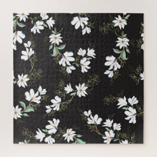 Bright Magnolia Floral Seamless Pattern Jigsaw Puzzle