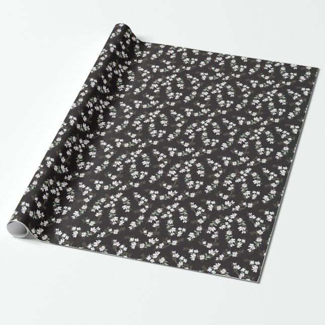 Bright Magnolia Floral Seamless Pattern Wrapping Paper (Unrolled)