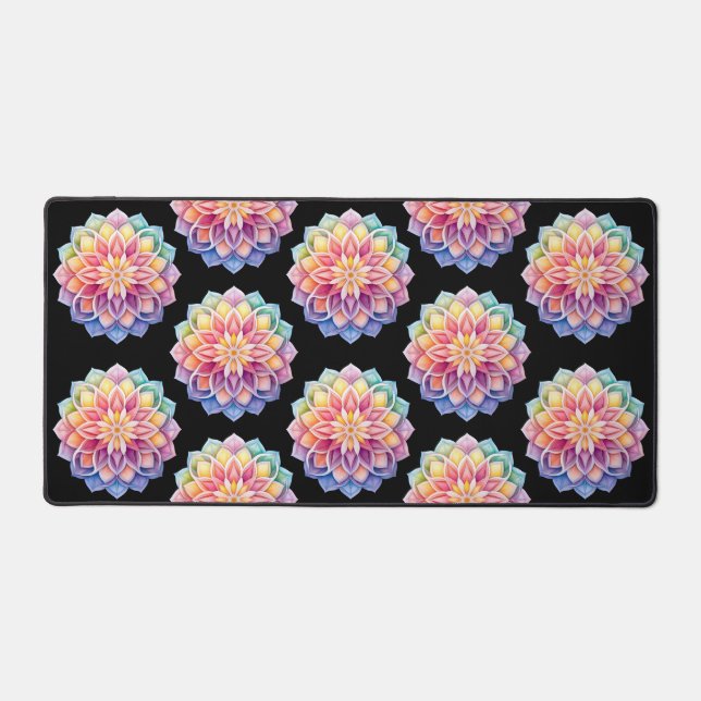 Bright Mandala Floral Desk Mat (Front)