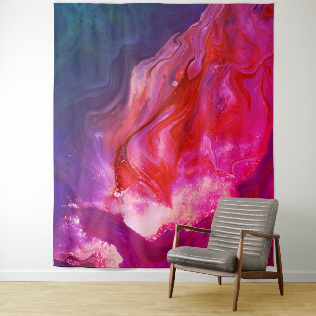 *~* Bright Marble Hot Pink Blue Abstract Art Tapestry (In Situ)