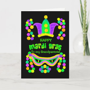 Bright Mardi Gras Card for Grandparents on Black