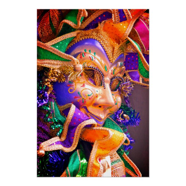 Bright Mardi Gras Mask Poster (Front)