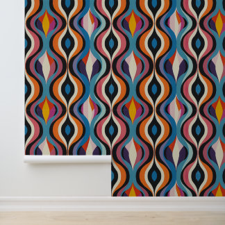 Bright Maximalist Ogee Pattern Wallpaper