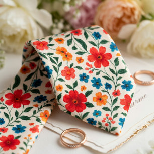  Bright Meadow Flower Pattern Tie