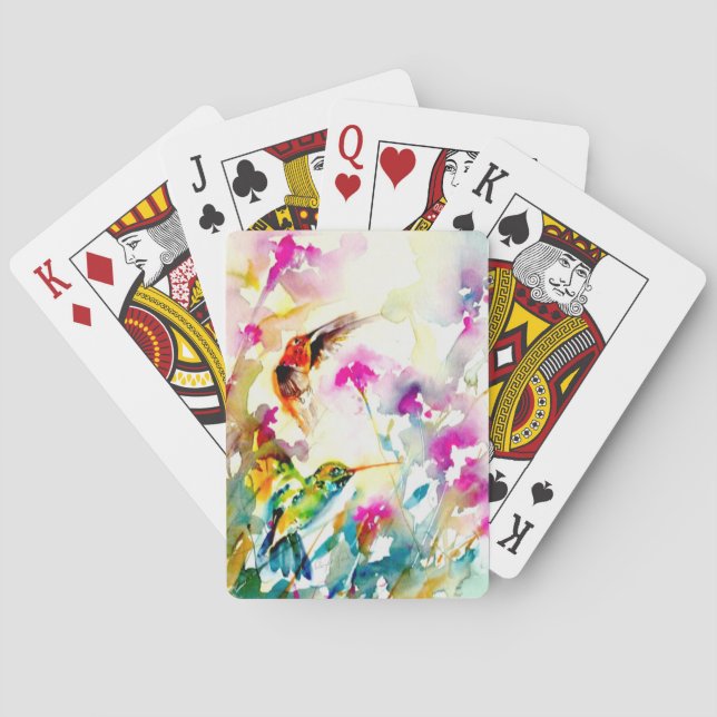 "Bright Meadow" Hummingbird Print Playing Cards (Back)