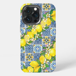 Bright Mediterranean Sicilian Tiles Citrus Lemons iPhone 13 Pro Case