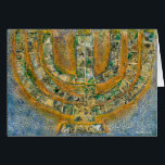 Bright Menorah Greeting Card (Blank Inside)<br><div class="desc">The original artwork for this menorah is a mixed-media painting created with acrylic paint, modelling paste, and paper by contemporary Jewish artist Meredith Gould.</div>