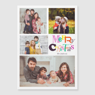 bright merry christmas typography 4 photo collage