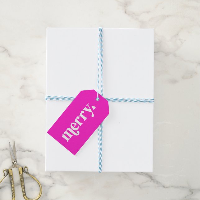 Bright merry gift tag (With Twine)