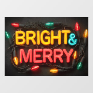 "Bright & Merry" Glowing Festive Neon Sign