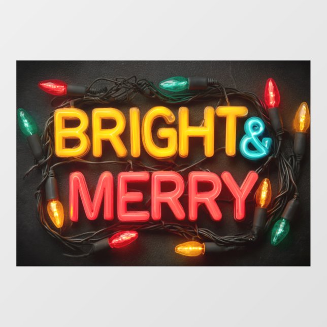 "Bright & Merry" Glowing Festive Neon Sign (Sheet)