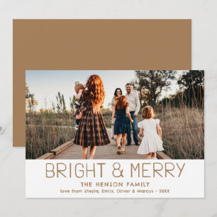 Bright & Merry Modern Typography Family Photo Holiday Card