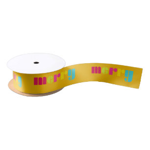 Bright Merry Orange and FuchsiaChristmas Holiday Satin Ribbon