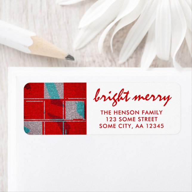Bright Merry Red Knit Knitting Plaid Address (Insitu)