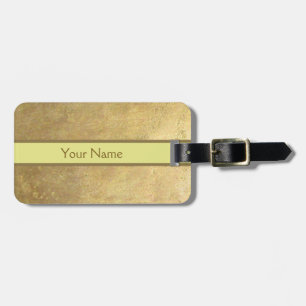 Bright Metal Brass Yellow Stripe Name Template Luggage Tag