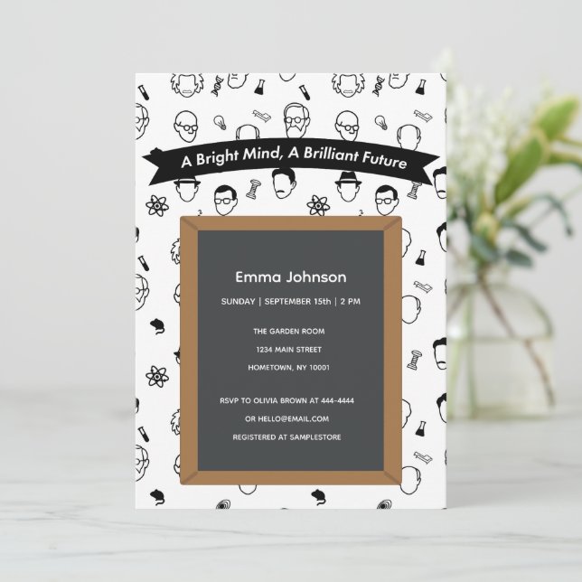 Bright Mind Brilliant Future Editable Invitation (Standing Front)