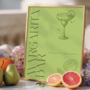 Bright Minimalist Citrus Bridal Margarita bar sign