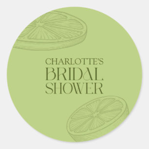 Bright Minimalist Citrus Bridal Shower Classic Round Sticker