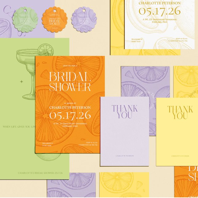 Bright Minimalist Citrus Bridal Shower invite (Creator Uploaded)