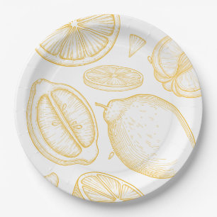 Bright Minimalist Citrus Bridal Shower Paper Plate