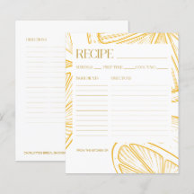 Bright Minimalist Citrus Bridal Shower RECIPE CARD
