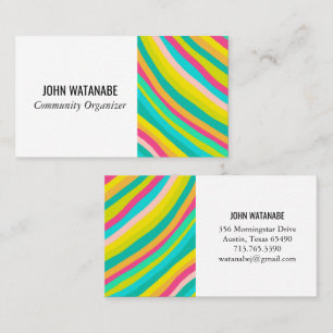 Bright Minimalist Curvy Stripes Handmade Business Card