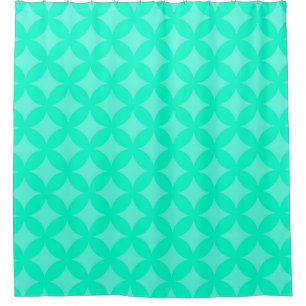 Bright Mint Green Geocircles Pattern Design Shower Curtain