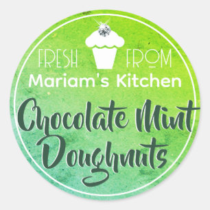 Bright Mint Green Teal Cupcake Cake Pastry Label